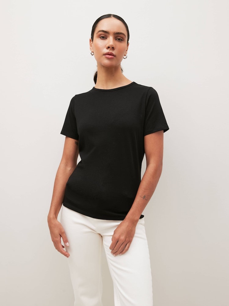 Black The Everyday Crew Neck Cotton Rich Short Sleeve T-Shirt - Image 1 of 6