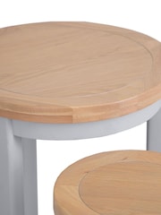 K Interiors Grey Oak Windsor Solid Wood Round Nest Of 2 Tables - Image 4 of 5
