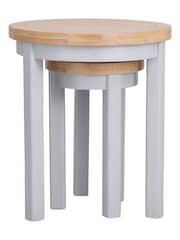 K Interiors Grey Oak Windsor Solid Wood Round Nest Of 2 Tables - Image 5 of 5