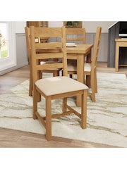 K Interiors Oak Canterbury Solid Wood Ladder Back Chair With Fabric Seat - Image 1 of 6