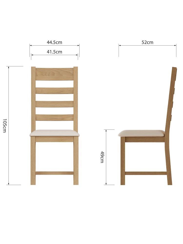K Interiors Oak Canterbury Solid Wood Ladder Back Chair With Fabric Seat - Image 6 of 6