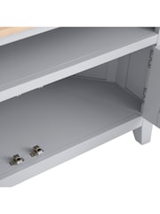 K Interiors Grey Oak Windsor Solid Wood Corner TV Unit - Image 4 of 6