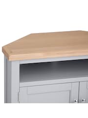 K Interiors Grey Oak Windsor Solid Wood Corner TV Unit - Image 6 of 6
