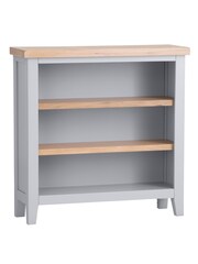 K Interiors Grey Oak Windsor Solid Wood Small Wide Bookcase - Image 2 of 5
