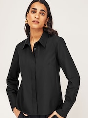 Black Fitted Collared Long Sleeve Shirts 2 Pack - Image 1 of 4