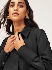 Black Fitted Collared Long Sleeve Shirts 2 Pack - Image 3 of 4