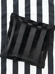 Style Sisters Black Velvet Stripe Cushion - Image 1 of 3