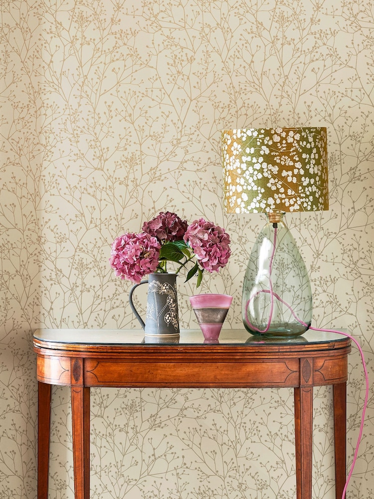 Clarissa Hulse Vanilla  Pewter Gypsophila A4 Wallpaper Sample - Image 1 of 3