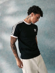 adidas Black Adicolor Classics 3-Stripes 100% Cotton T-Shirt - Image 2 of 7