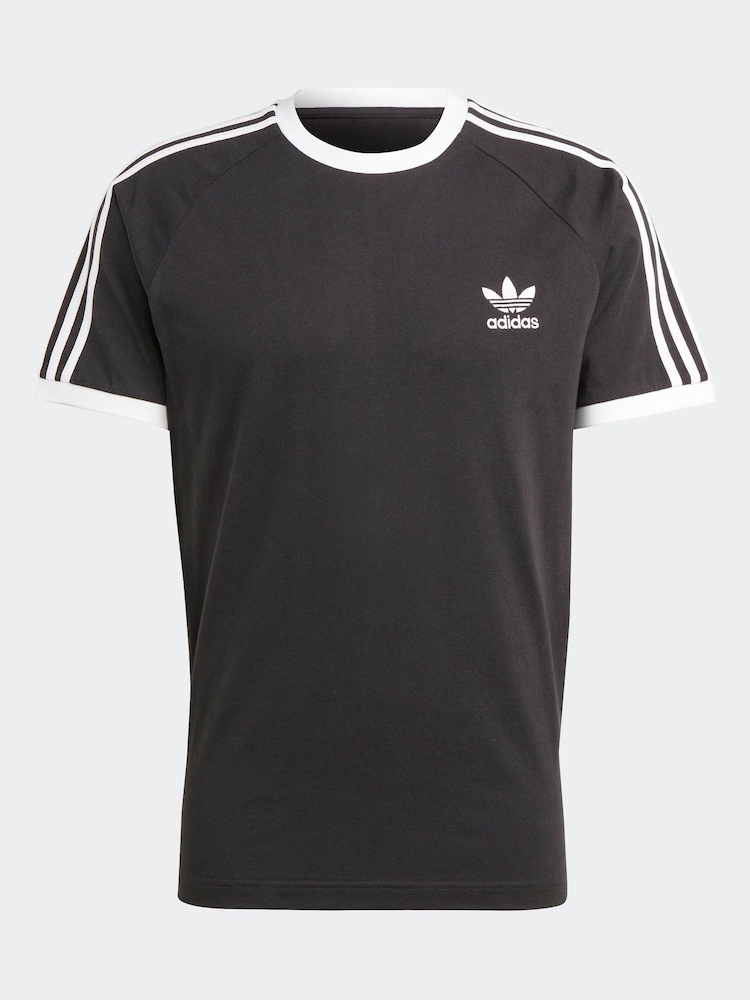 adidas Black Adicolor Classics 3-Stripes 100% Cotton T-Shirt - Image 7 of 7 adidas Black Adicolor Classics 3-Stripes 100% Cotton T-Shirt - Image 7 of 7
