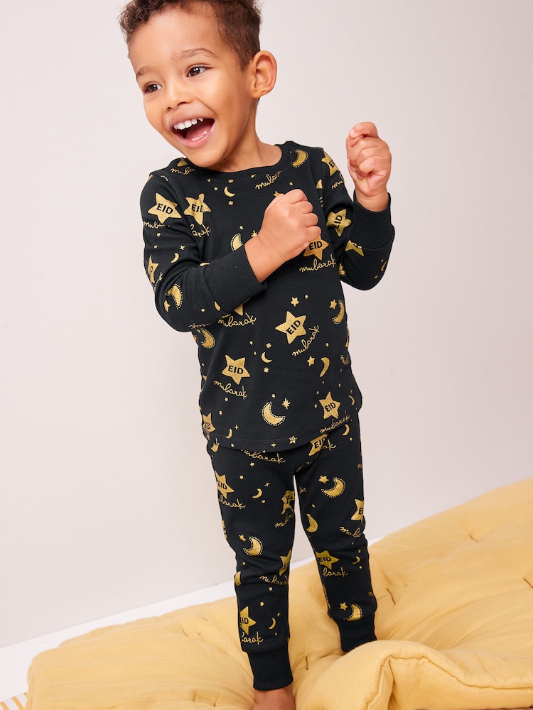Black/Gold Eid Single Pyjamas (9mths-12yrs) - Image 2 of 6 Black/Gold Eid Single Pyjamas (9mths-12yrs) - Image 2 of 6