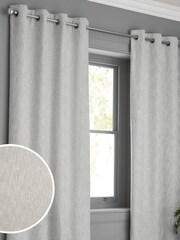 Silver Grey Bouclé Eyelet Blackout/Thermal Curtains - Image 1 of 5