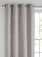 Silver Grey Bouclé Eyelet Blackout/Thermal Curtains - Image 4 of 5