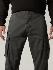 Charcoal Grey Straight Authentic Stretch Cotton Blend Cargo Trousers - Image 4 of 9