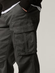 Charcoal Grey Straight Authentic Stretch Cotton Blend Cargo Trousers - Image 6 of 9