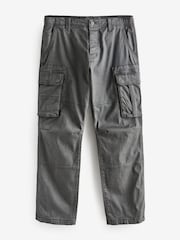 Charcoal Grey Straight Authentic Stretch Cotton Blend Cargo Trousers - Image 8 of 9