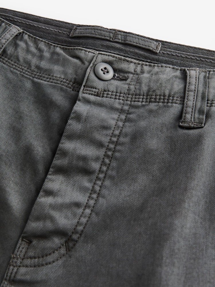 Charcoal Grey Straight Authentic Stretch Cotton Blend Cargo Trousers - Image 9 of 9