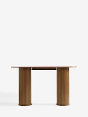 Dark Natural Hyde Oak Veneer Tambour Console Dressing Table - Image 1 of 4