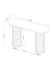 Dark Natural Hyde Oak Veneer Tambour Console Dressing Table - Image 4 of 4