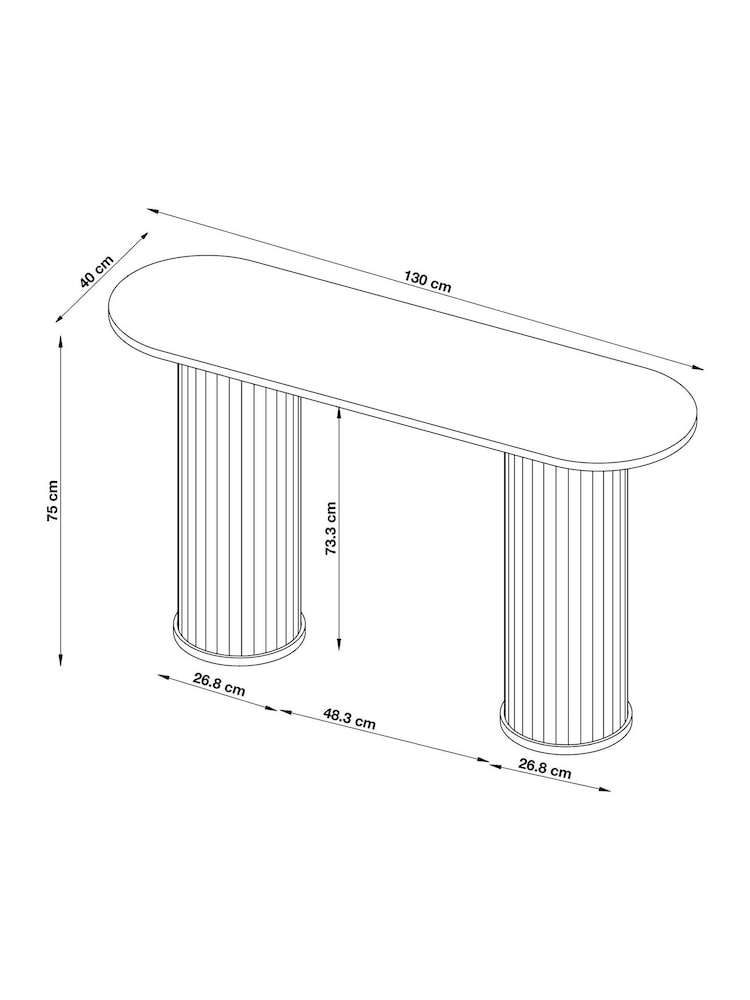 Dark Natural Hyde Oak Veneer Tambour Console Dressing Table - Image 4 of 4