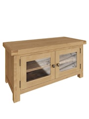 K Interiors Oak Canterbury Solid Wood Standard TV Unit with Glass Doors - Image 2 of 6