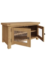 K Interiors Oak Canterbury Solid Wood Standard TV Unit with Glass Doors - Image 4 of 6
