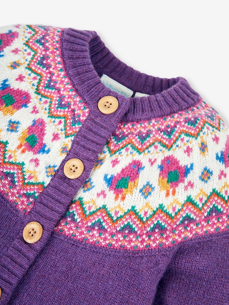 Vijolična ptica - Jojo Maman Bébé s fairskim vzorcem pletena jopa - Slika 2 iz 3 Vijolična ptica - Jojo Maman Bébé s fairskim vzorcem pletena jopa - Slika 2 iz 3