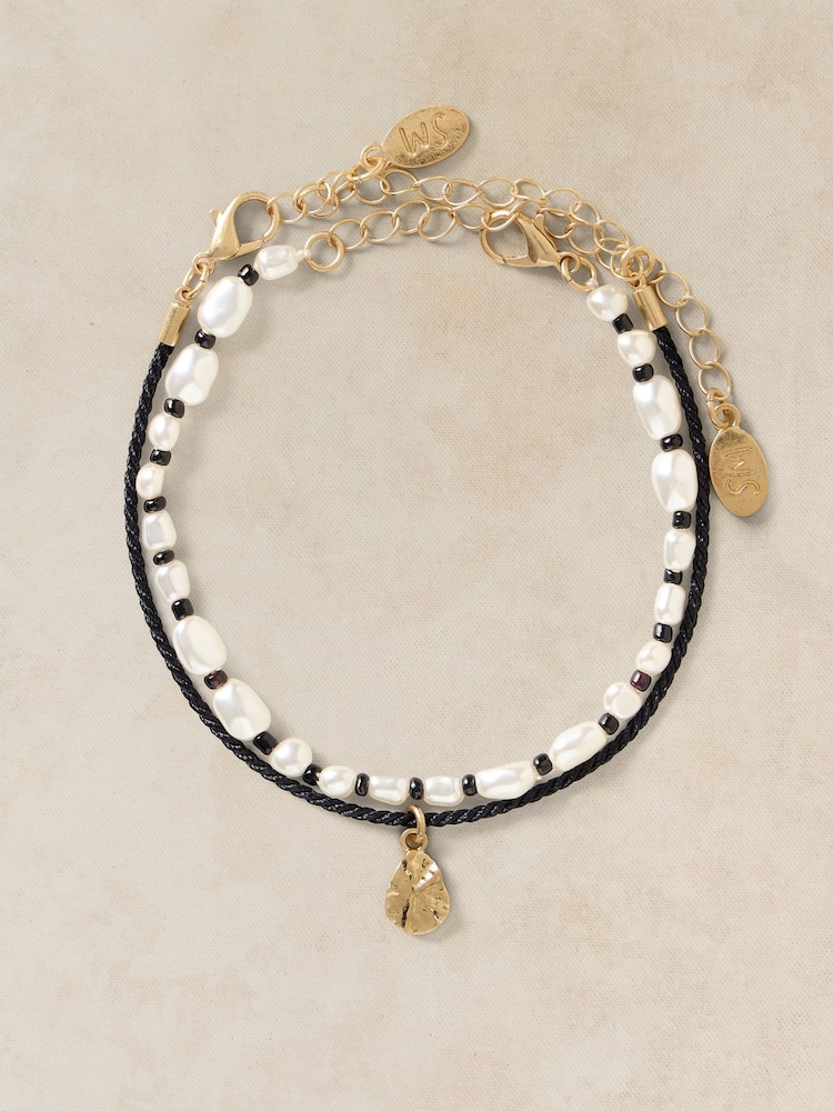 White Stuff Black Pearl Layer Bracelet - Image 1 of 2 White Stuff Black Pearl Layer Bracelet - Image 1 of 2