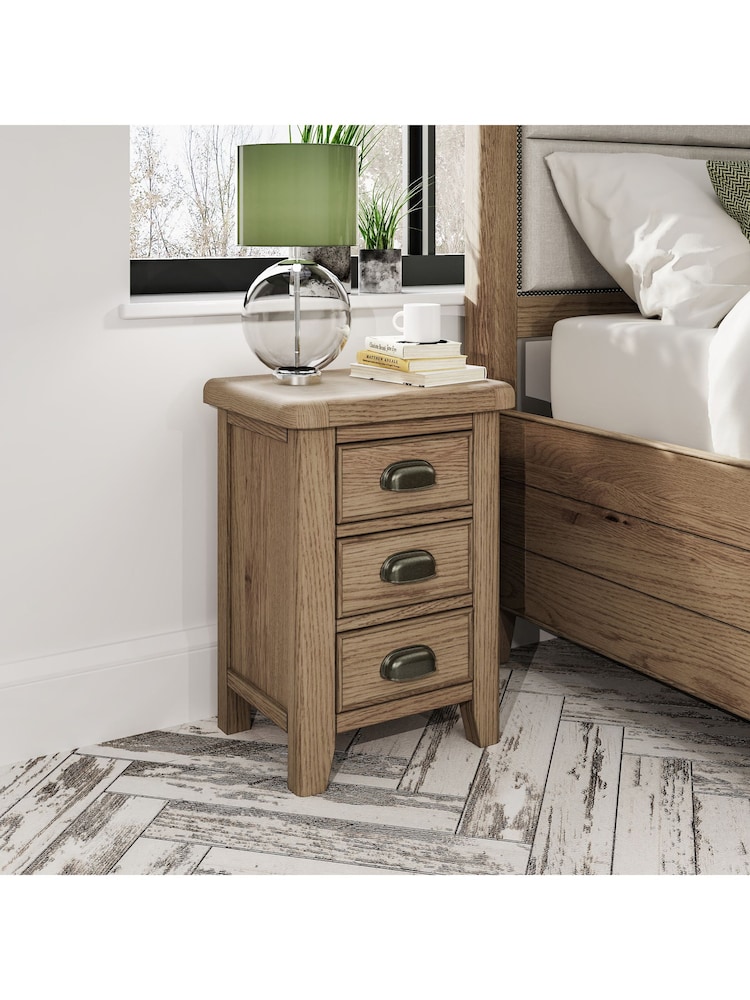 K Interiors Smoked Oak Embleton Solid Wood Bedside Cabinet - Image 1 of 6