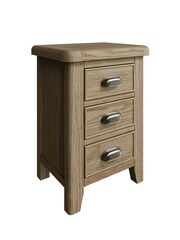 K Interiors Smoked Oak Embleton Solid Wood Bedside Cabinet - Image 2 of 6