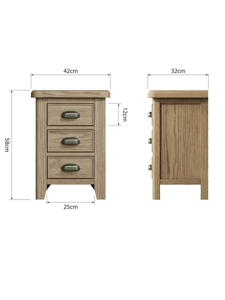K Interiors Smoked Oak Embleton Solid Wood Bedside Cabinet - Image 6 of 6