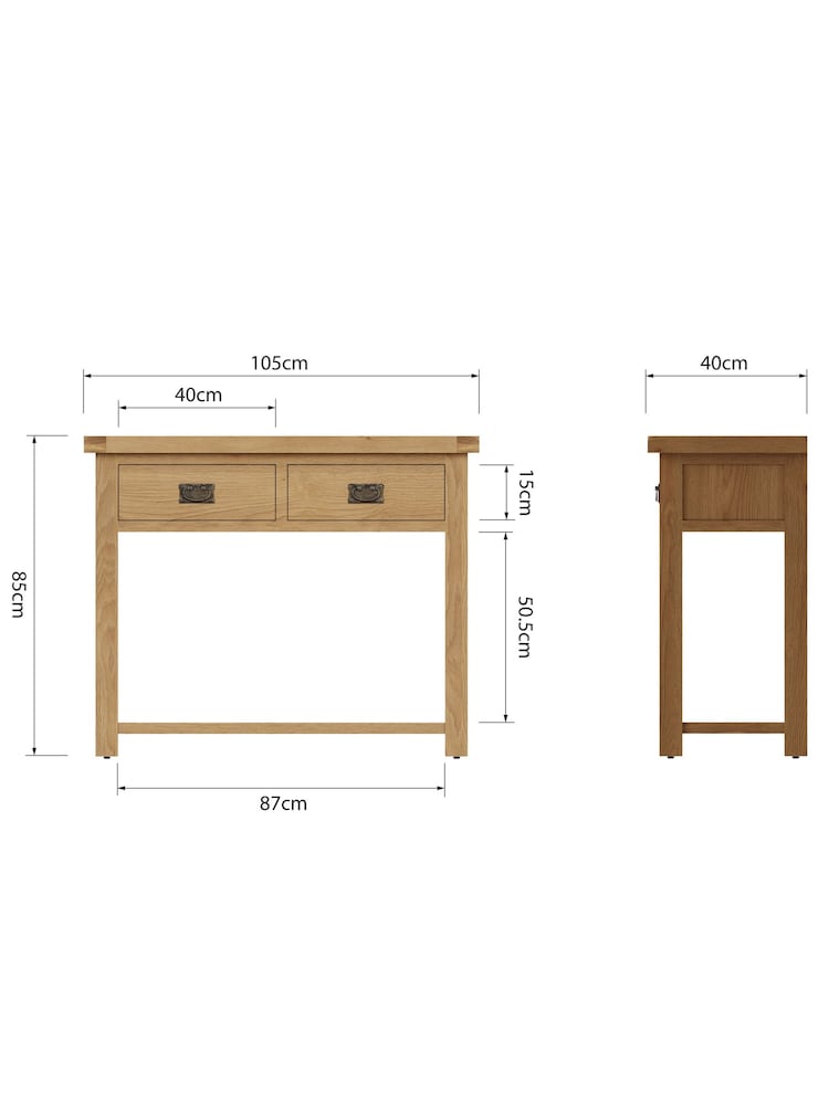 K Interiors Oak Canterbury Solid Wood Medium Console Table - Image 6 of 6