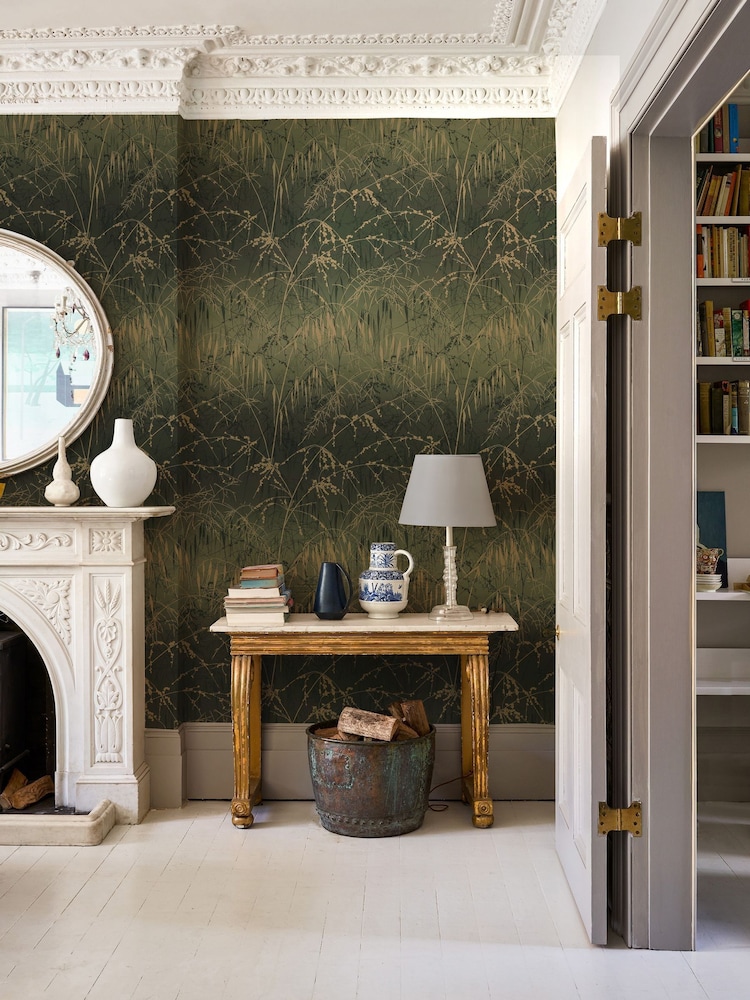 Clarissa Hulse Olive Meadow Grass A4 Wallpaper Sample - Image 1 of 3