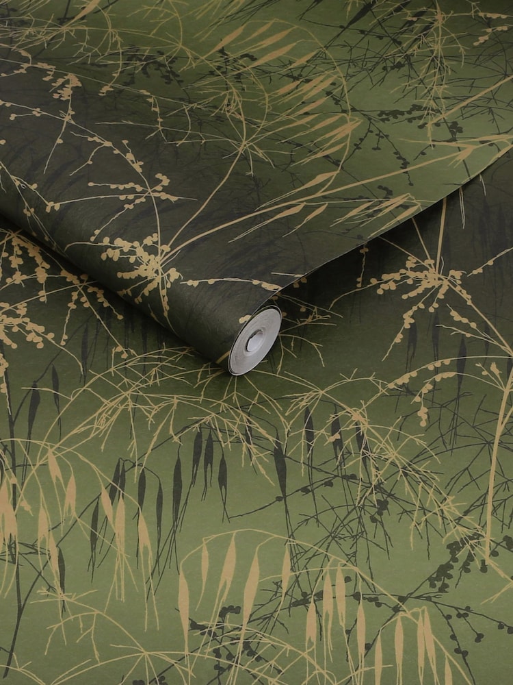 Clarissa Hulse Olive Meadow Grass A4 Wallpaper Sample - Image 3 of 3
