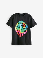 Black Best Bro Short Sleeves Graphic 100% Cotton T-Shirt (3-16yrs) - Image 1 of 3
