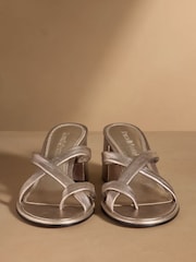 Russell & Bromley Metallic Stour Toe Loop Block Heel Sandals - Image 3 of 7