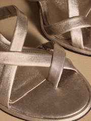 Russell & Bromley Metallic Stour Toe Loop Block Heel Sandals - Image 4 of 7