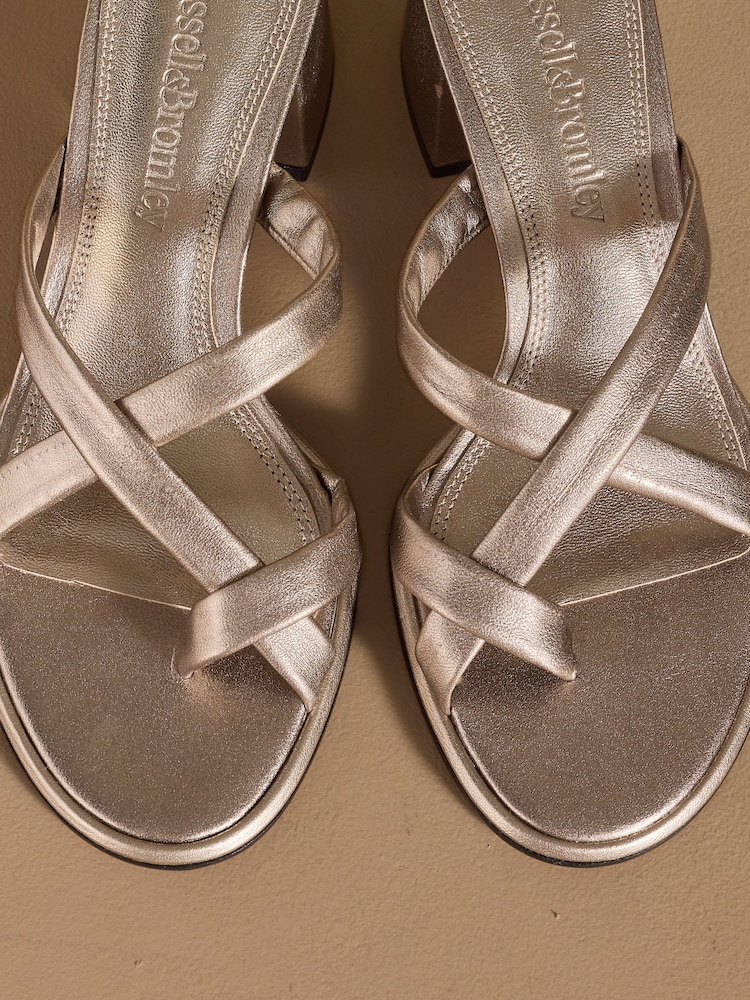 Russell & Bromley Metallic Stour Toe Loop Block Heel Sandals - Image 7 of 7