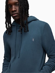 AllSaints Blue 100% Cotton Raven Overhead Hoodie - Image 2 of 6