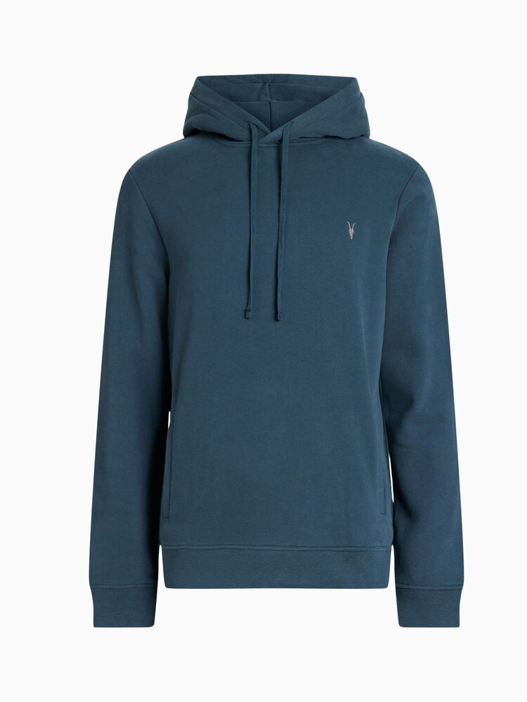 AllSaints Blue 100% Cotton Raven Overhead Hoodie - Image 6 of 6