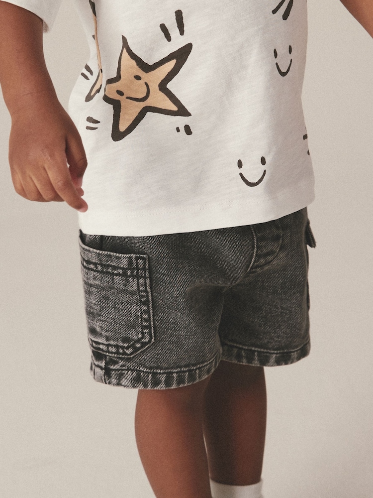 Grey Cargo Pull-On Denim Shorts (3mths-7yrs) - Image 1 of 6