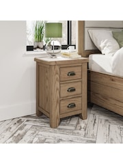 K Interiors Smoked Oak Embleton Solid Wood Large Bedside Cabinet - Image 1 of 6