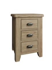 K Interiors Smoked Oak Embleton Solid Wood Large Bedside Cabinet - Image 2 of 6