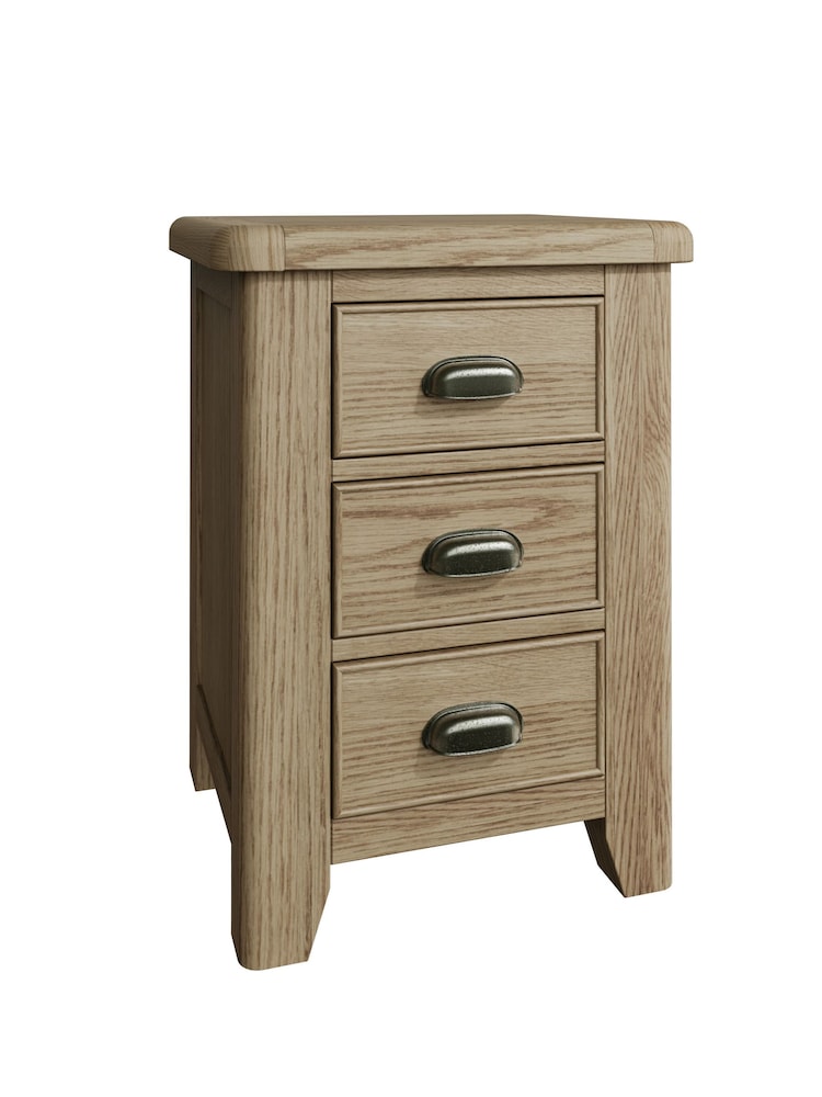 K Interiors Smoked Oak Embleton Solid Wood Large Bedside Cabinet - Image 2 of 6