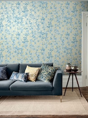 Clarissa Hulse Powder Blue Soft Gold Virginia Creeper A4 Wallpaper Sample - Image 1 of 3