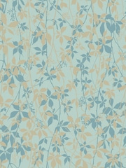 Clarissa Hulse Powder Blue Soft Gold Virginia Creeper A4 Wallpaper Sample - Image 2 of 3