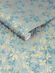 Clarissa Hulse Powder Blue Soft Gold Virginia Creeper A4 Wallpaper Sample - Image 3 of 3