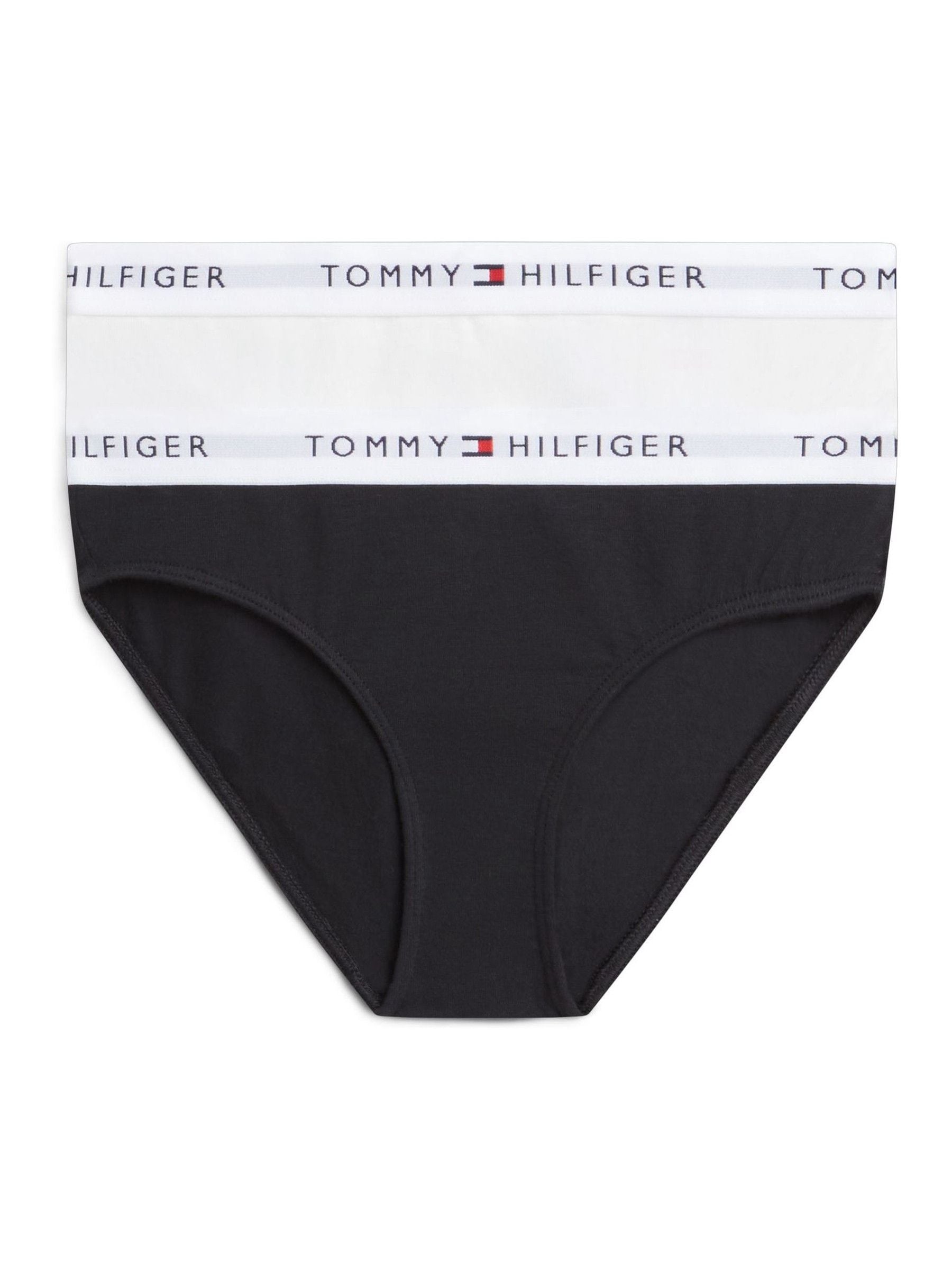 Tommy Hilfiger Girls Kids' Cotton Bikini 2 Pack Briefs - White/Black 0U4 - 12-14Y - Image 4