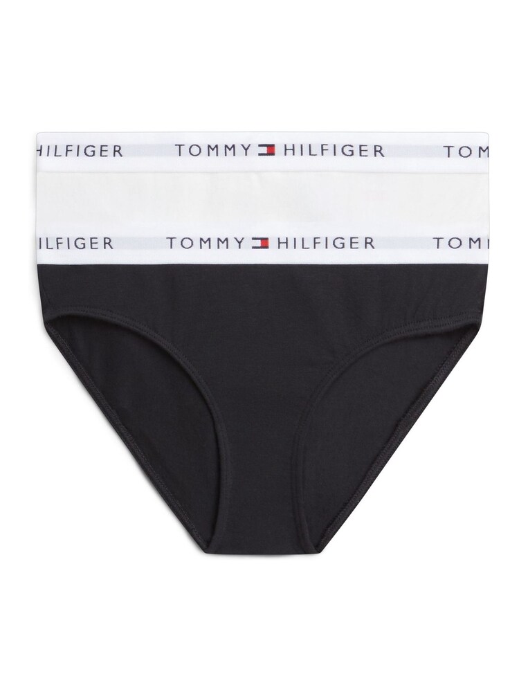 Tommy Hilfiger White/Black Signature Logo Waistband Briefs 2-Pack - Image 1 of 3 Tommy Hilfiger White/Black Signature Logo Waistband Briefs 2-Pack - Image 1 of 3