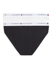 Tommy Hilfiger White/Black Signature Logo Waistband Briefs 2-Pack - Image 2 of 3